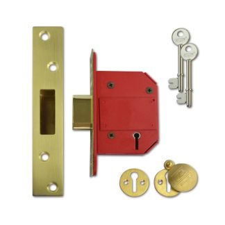 Union Strongbolt British Standard 5 Lever Mortice Deadlocks - Boxed - Polished Brass