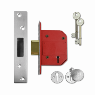 Union Strongbolt British Standard 5 Lever Mortice Deadlocks - Boxed - Satin Chrome
