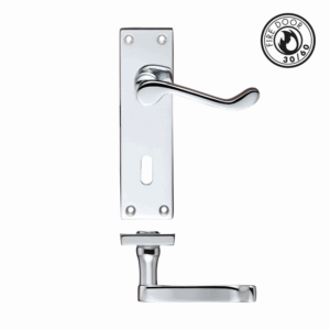 Victorian Scroll Lever Handle on Lock Backplate