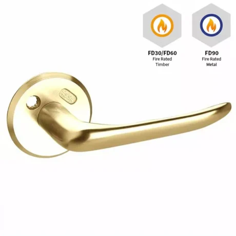 ASSA 696 Classic Lever Handle - Unsprung with Round Roses - Polished Brass