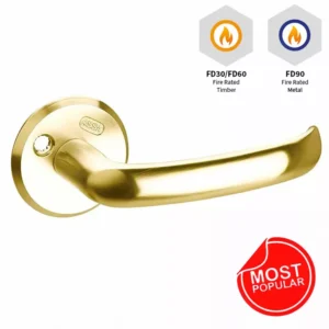 ASSA 640 Classic Lever Handle - Unsprung with Round Roses - Polished Brass