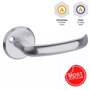 ASSA 640 Classic Lever Handle - Unsprung with Round Roses - Satin Chrome