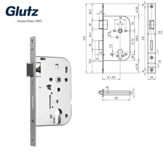 Glutz 1052 Mortice Sash Lock