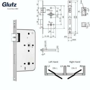 Glutz 4651 Heavy Duty Privacy Mortice Lock with Antifriction Lever Latch