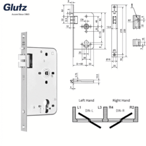 Glutz 4828NCF Heavy Duty Mortice Lock Anti-thrust Classroom Function