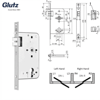 Glutz 4828NCF Heavy Duty Mortice Lock Anti-thrust Classroom Function