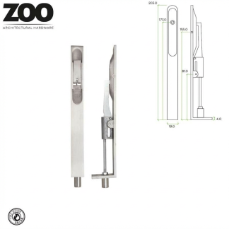 Zoo ZAS03SS Lever Action Flush Bolt 20 x 200mm