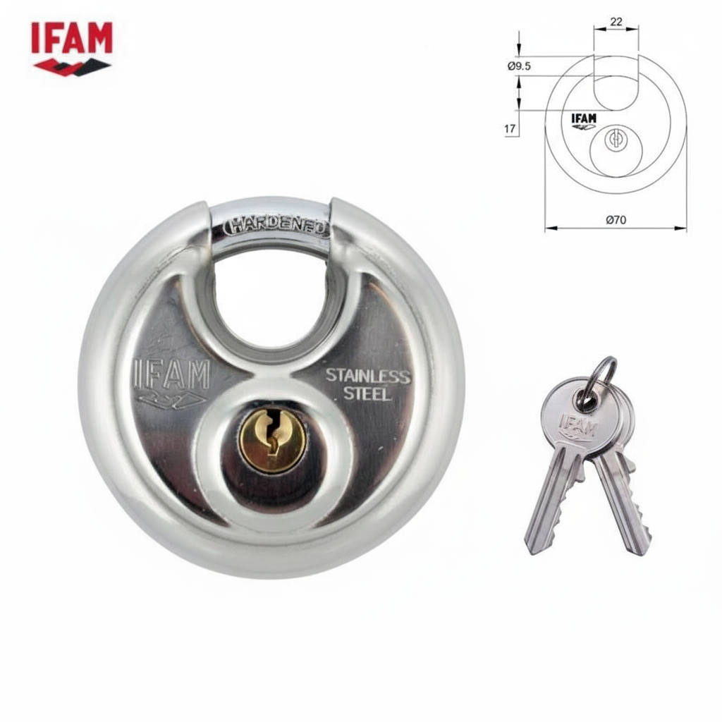 Ifam-Stainless-Steel-Discus-padlock-70mm