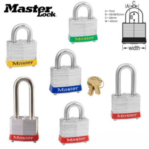 Master Lock 3 Coloured Bumper Padlocks